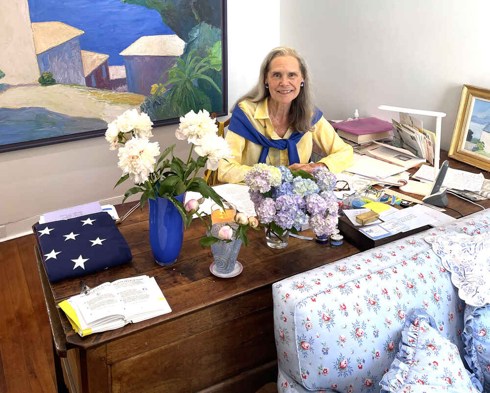 Alexandra at her writing desk.